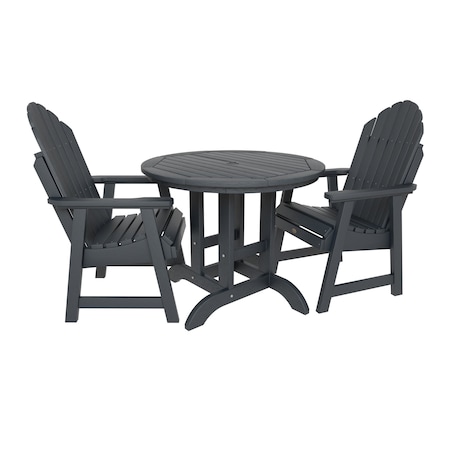 Highwood Usa Hamilton 3pc Round Outdoor Patio Furniture Dining Set AD-DNA36-FBE